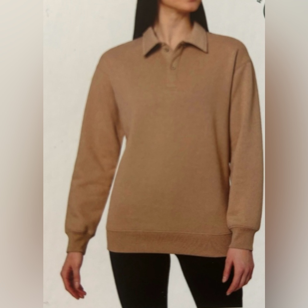 NWT Mondetta Collared Fleece Pullover TAN